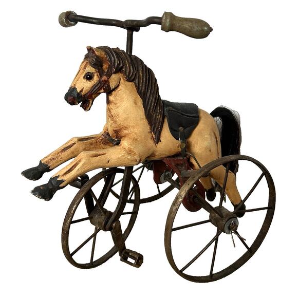 Unbranded Other - Vtg Primitive Horse Tricycle Iron Pedal Toy Folk Art Whimsical Storybook Holiday